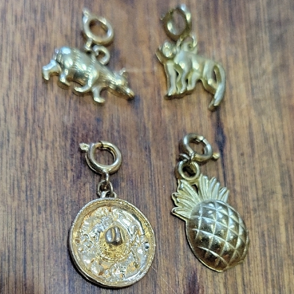 Gold Animal and Pineapple Charms